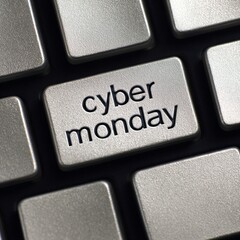 Cyber Monday key on keyboard close-up, business and technology concept