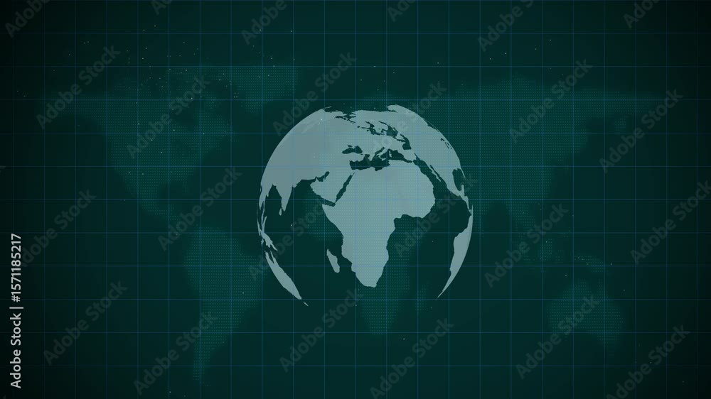 Poster this animated world map with visual effects and glowing connections in different places on the map.a