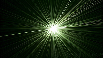 Bright green light rays bursting outward against a dark background
