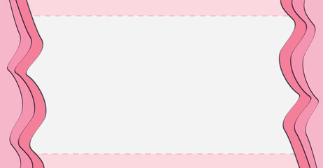 A pink abstract design with a white rectangular space, decorative borders.