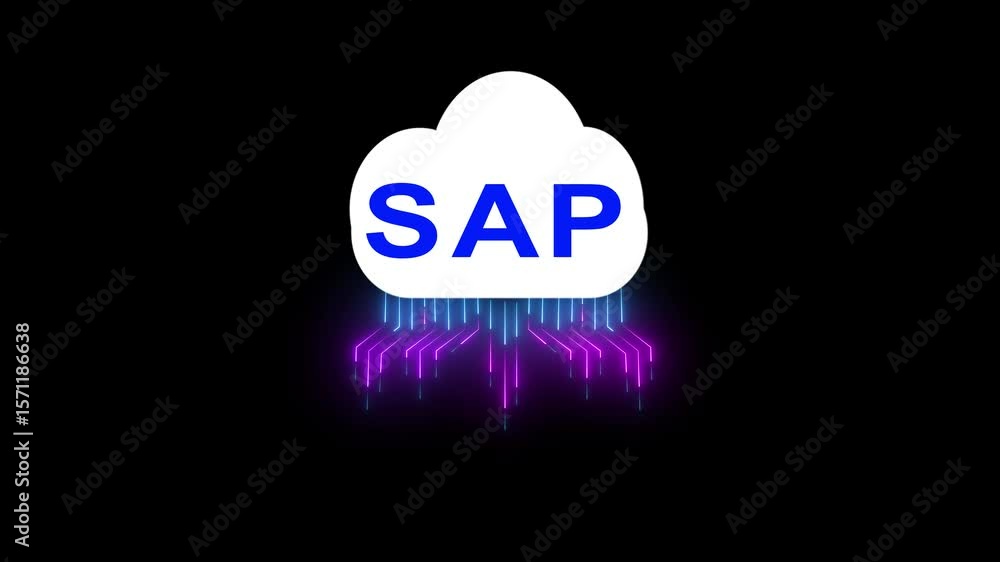 Poster internet, business, technology and network concept. sap system software automation concept.sap syste