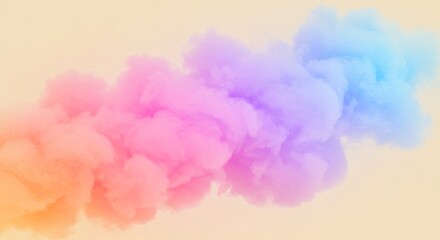 Colorful smoke art with gradient from orange to blue on a light background