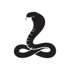 Fototapeta premium Black cobra snake silhouette isolated on white background. Snake icon vector illustration