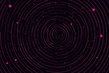 Concentric circles, deep space, swirling pink lines, dotted