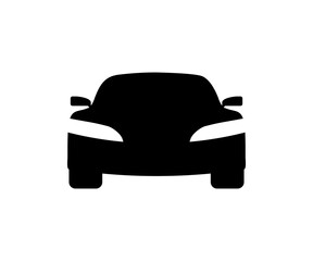 Car silhouette modern icon. Front view symbol of auto, vehicle, automobile illustration on transparent background. 