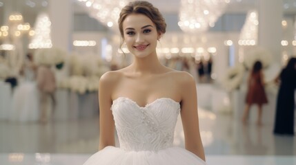Naklejka premium Portrait of a beautiful happy bride