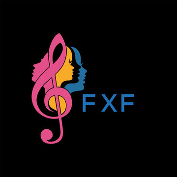 FXF "Colorful Female Silhouettes with Treble Clef Music Symbol on Black Background &ndash; FXF Later Logo, Empowerment, Diversity & Art Concept"
