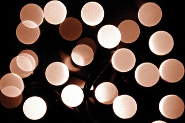 Blurred, warm-toned lights.  Circular bokeh
