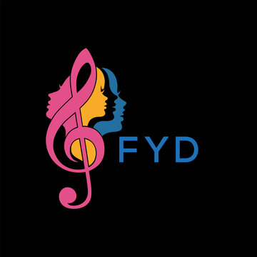 FYD "Colorful Female Silhouettes with Treble Clef Music Symbol on Black Background &ndash; FYD Later Logo, Empowerment, Diversity & Art Concept"
