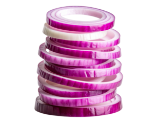 “Fresh Red Onion Rings in a Neat Stack, Transparent Background”.