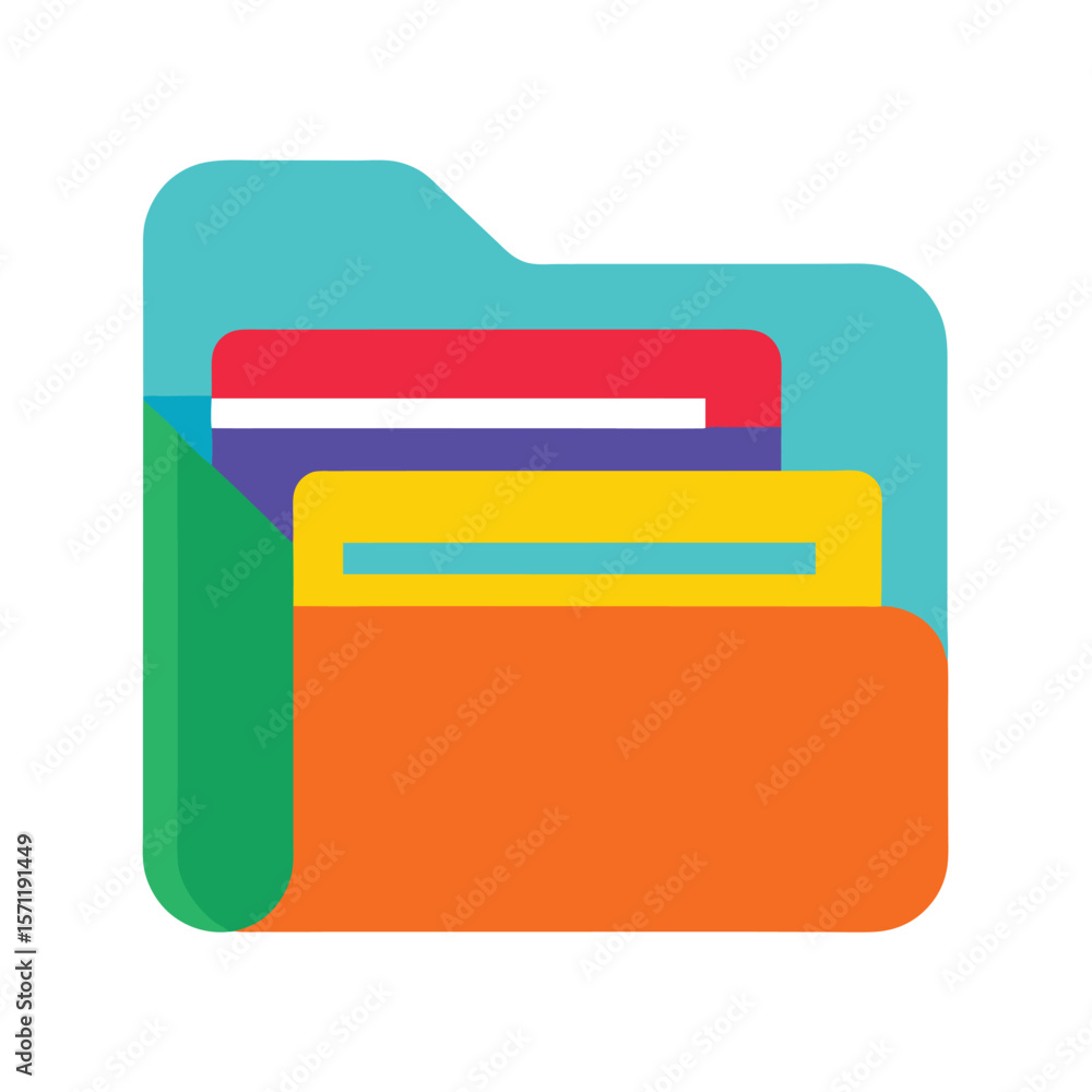 Aufkleber abstract colorful folder icon with layered documents and rounded corners