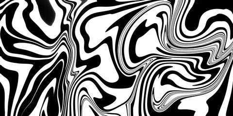 Abstract black and white liquid swirl pattern. High-contrast marble texture with wavy fluid shapes. Ideal for backgrounds, textiles, posters, packaging, and modern branding