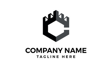 Simple letter c logo and castle design