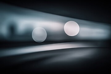 Dark, moody abstract background with soft light. Two blurry circles