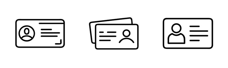  ID card icons with person silhouette and placeholder text lines