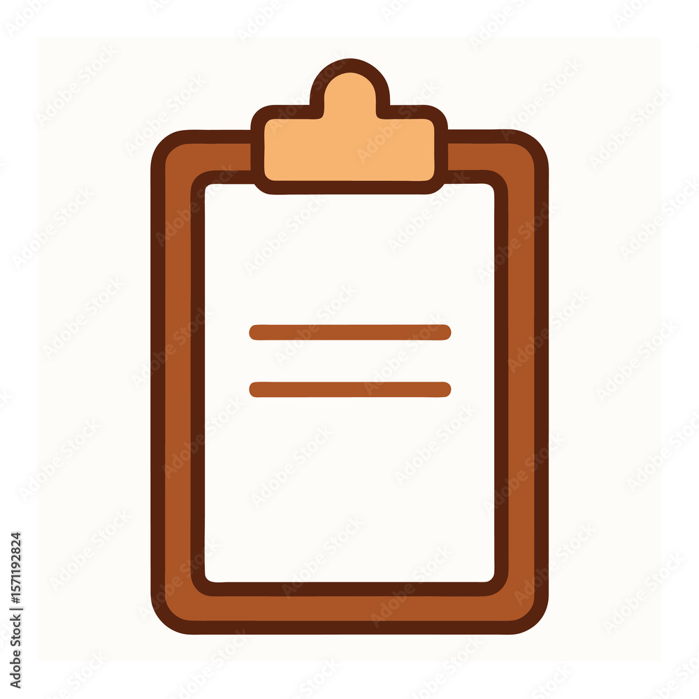 Poster simple brown clipboard icon with two horizontal lines representing text
