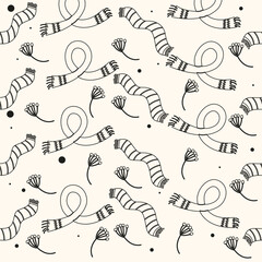 Outline scarf doodle seamless pattern