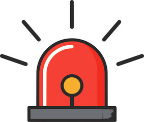 An illustration of a red warning siren flashing, representing an alert or emergency notification icon

