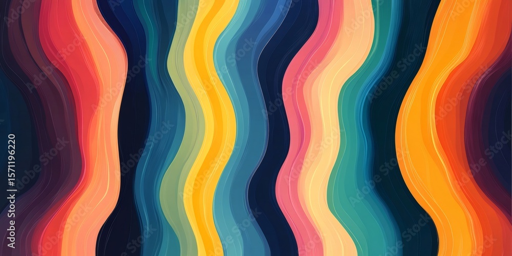 Poster colorful wavy lines creating a vibrant and dynamic abstract background