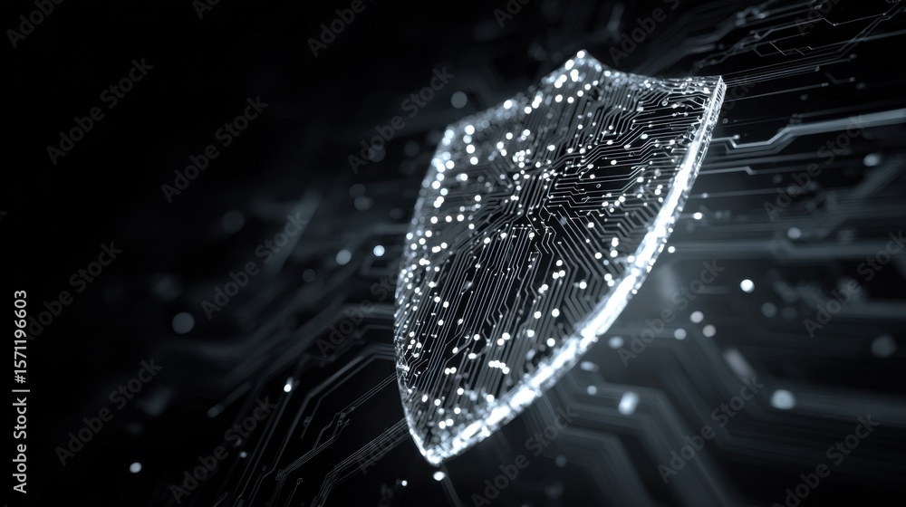 Aufkleber sleek hightech shield illuminated by intricate electrical patterns embodying the essence of cybersec