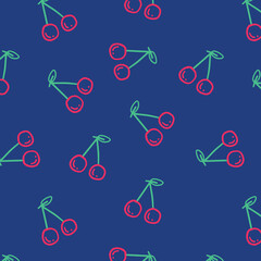 Hand drawn cherry. Doodle illustration. Vector illustration. Hand drawing seamless pattern.
