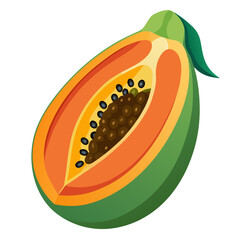 Papaya Fruit Cut Vector