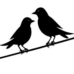 Two Birds on Wire Silhouette – Minimalist Bird Vector Art