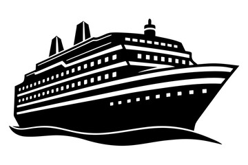 Obraz premium Cruise Ship Silhouette – Large Ocean Vessel Vector