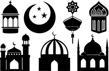 Islamic Silhouette Vector Set – 6 Traditional Elements
