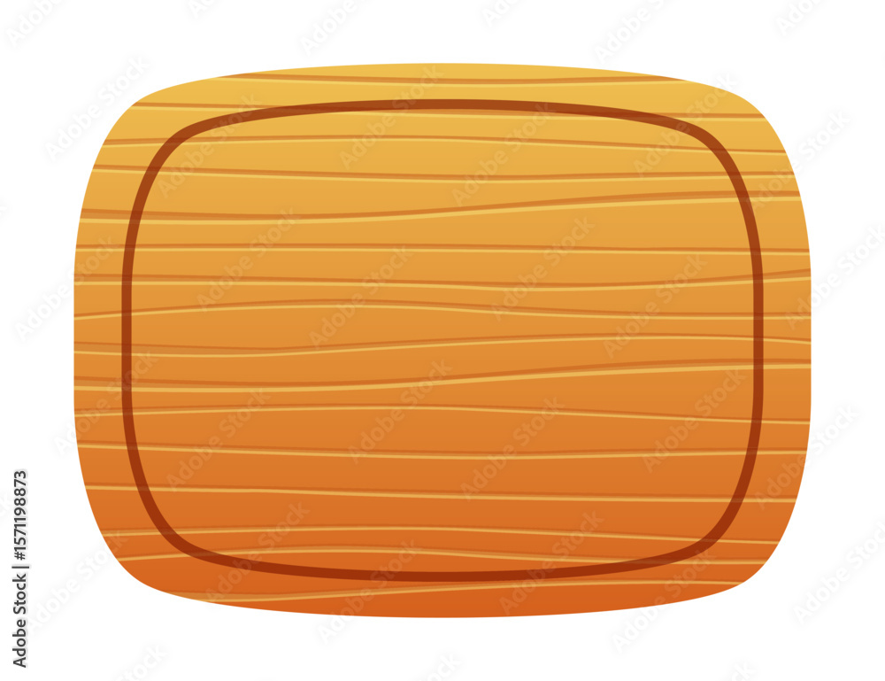 Poster wooden game button, menu interface made of wood textured boards with ropes and vines. ui or gui grap
