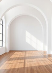 Empty room with white wall and brown floor Empty room interior design architecture blank design room