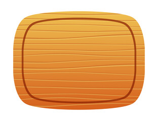 Wooden game button, menu interface made of wood textured boards with ropes and vines. ui or gui graphic design element. Isolated bar and key for app user panel, Cartoon 2d vector icon