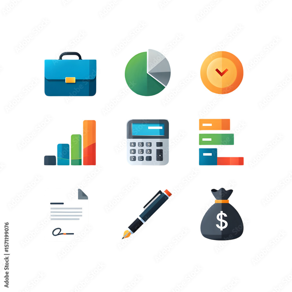 Poster business icons set: a collection of meticulously designed icons representing various aspects of busi