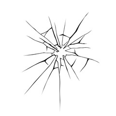 Glass crack broken texture window. Ice glass cracked effect background bullet mirror transparent isolated illustration