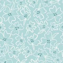 Hand-drawn flowers seamless pattern print design. Vector illustration design for fashion fabrics, textile graphics and prints.