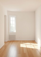 Minimalist scandinavian interior room with natural light and wooden flooring Empty room interior design architecture blank design room