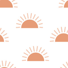 Hand-drawn sun seamless print design. Vector illustration design for fashion fabrics, textile graphics, and prints.	
