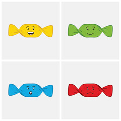 Fototapeta premium Expressive Candy Wrappers : A Set of Sweet Emotions