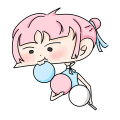 the girl with sweet isolate on png background