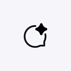 Ai icon showing a star symbol inside a circle. it represents innovation and advanced ideas.
