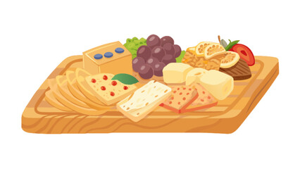Delicious charcuterie board with cheese fruit and crackers for party appetizer and gourmet snack idea