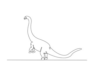 Brontosaurus dino in single outline illustration. Continuous line art drawing of Brachiosaurus.