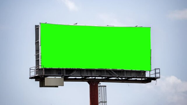 large outdoor advertising board with green screen