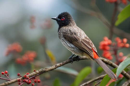 A stunning red vented bulbul