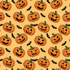 Spooky pumpkin seamless pattern background 