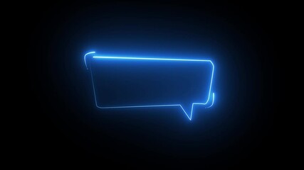 Neon speech bubbles in bright neon lights animation. Blue Glowing neon chat icons and message box animations.. 4k video - Powered by Adobe