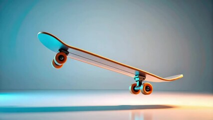 Stunningly Captivating Skateboard Floating in Air with Vibrant Gradient Background Lighting Effects - Powered by Adobe
