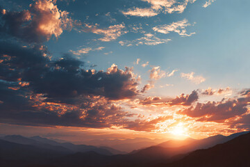 a person on a horse in the mountains at sunset