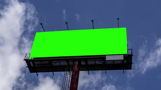 large outdoor advertising board with green screen