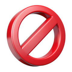 Red prohibition sign isolated on transparent background